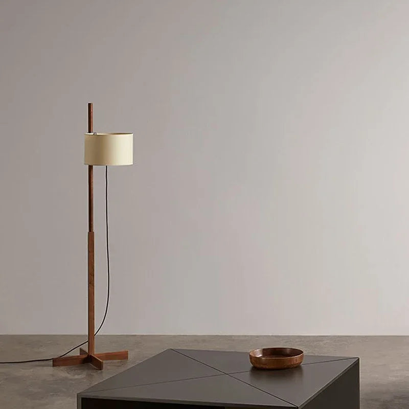 Lampadaire Nordique Wabi Sabi En Bois Massif Tissu Abat-Jour Led Salon Chambre Lampe De Chevet Décor À La Maison Canapé Coin Lampe Sur Pied - vue 6 sur 7