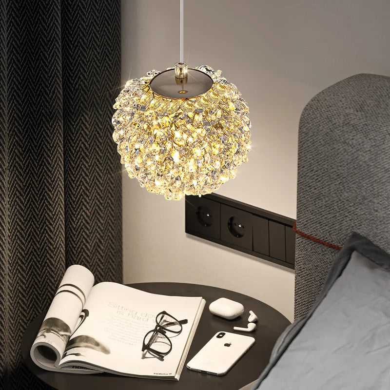 plafonnier moderne en cristal et métal pour