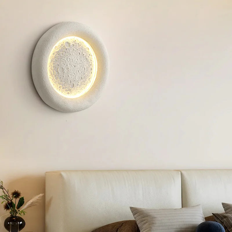 applique murale led lune 3 intensités art déco résine - vue 5 sur 8