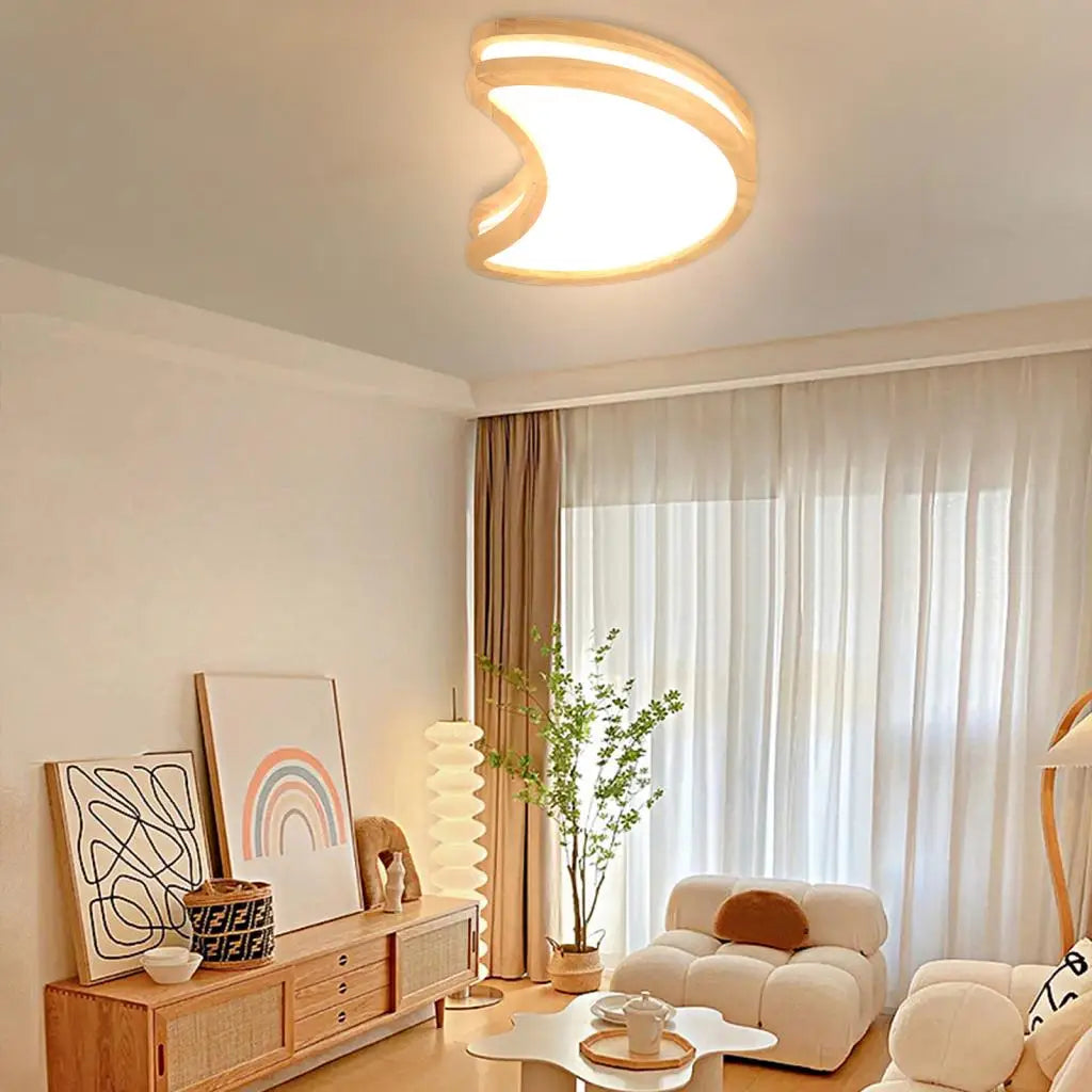 Plafonnier Led en bois avec lune Simple - vue 4 sur 7