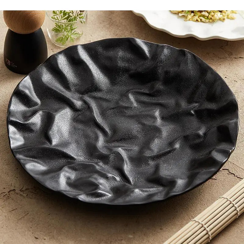 Assiettes creuses céramique texture ondulée style artisanal - vue 3 sur 7