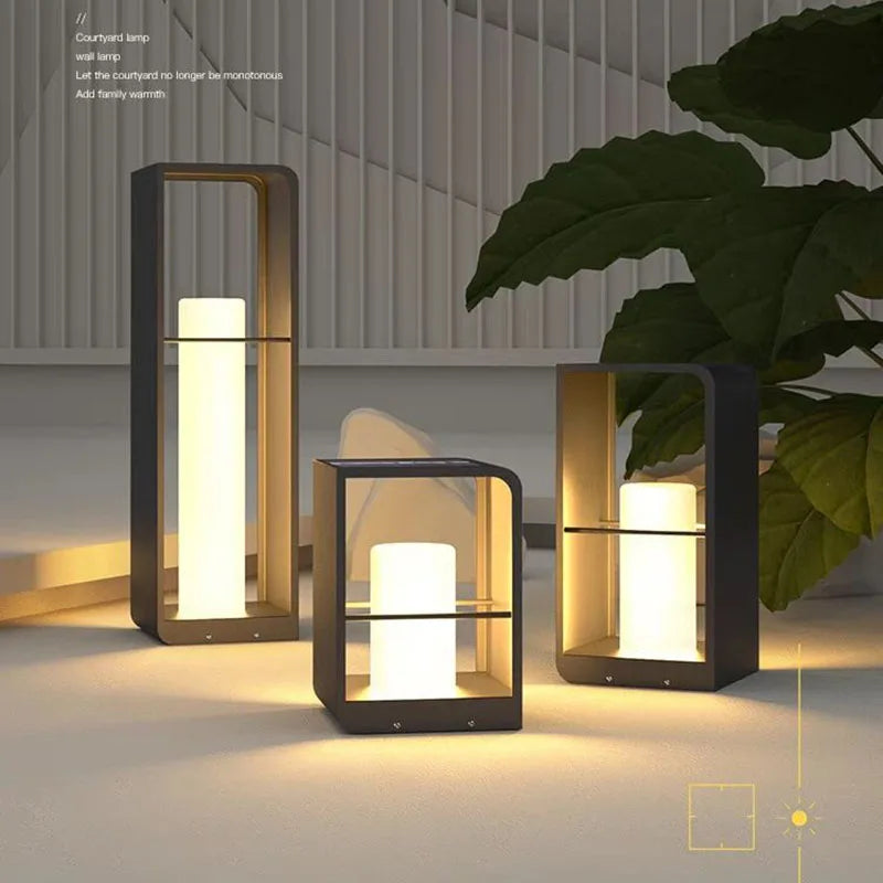 lampe solaire LED de luxe pour jardin extérieur étanche en marbre - vue 4 sur 9