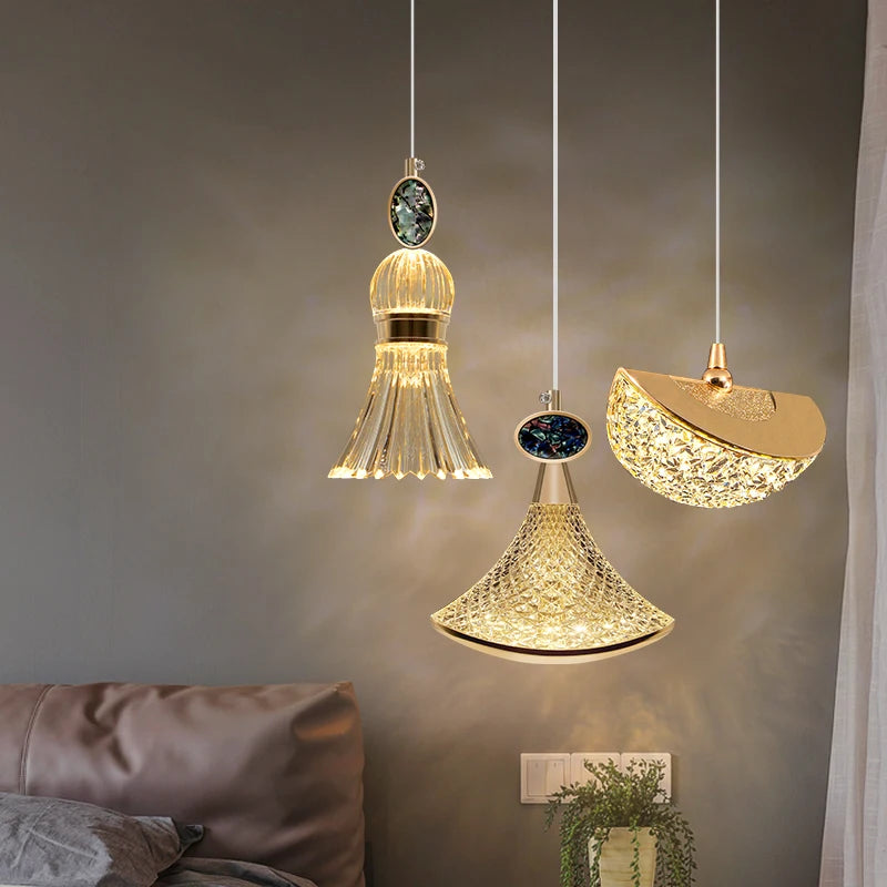 Plafond LED en cristal nordique lustre salon chambre chevet suspension lumières décor à la maison éclairage lampe suspendue pour plafond - vue 5 sur 16