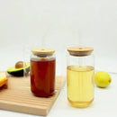 Verre canette borosilicate avec couvercle bambou et paille