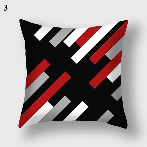 housse de coussin géométrique noire et rouge décorative