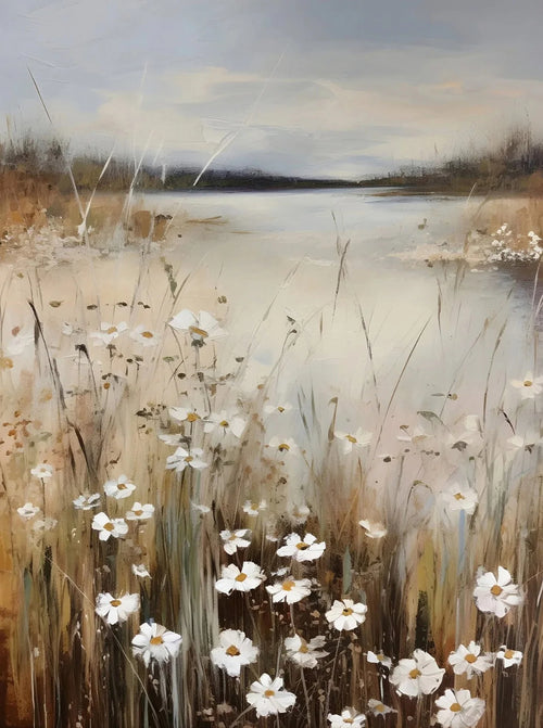 peinture vintage de campagne avec fleurs sauvages décor mural