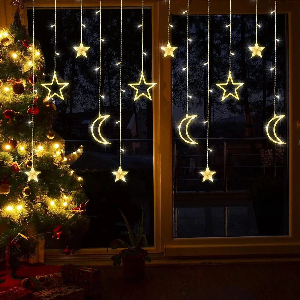 guirlande lumineuse rideau 138 led décorative pour Noël et fêtes - vue 2 sur 7