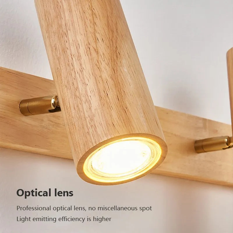 Applique murale LED nordique originale en bois multi-angle réglable projecteur pour chambres salons étude Den éclairage Luminaire - vue 6 sur 12