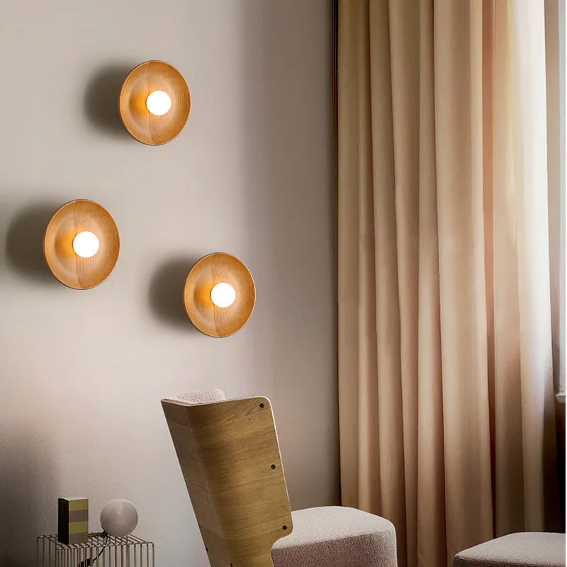 applique murale led simple design bois massif nordique - vue 3 sur 8
