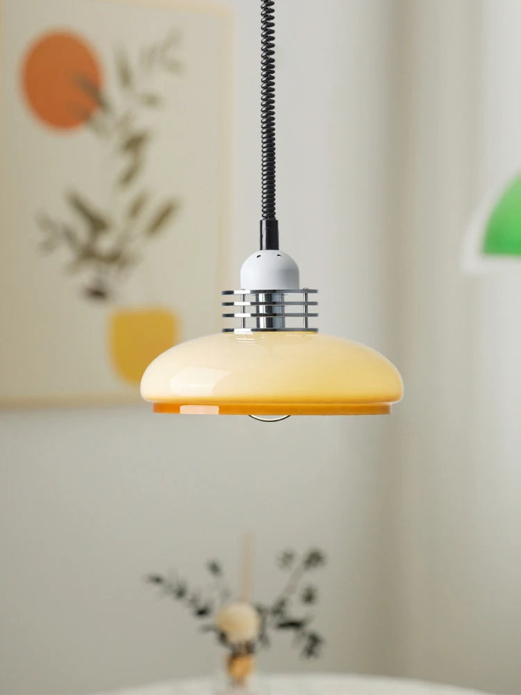 lustre style industriel rétractable minimaliste en verre - vue 3 sur 7