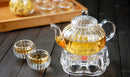 Théière citrouille fleurie rayée verre avec infuseur