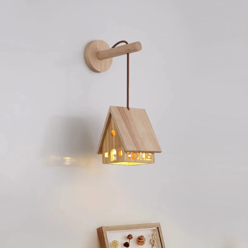 applique murale en bois massif style chalet pour chambre d enfant - vue 6 sur 8
