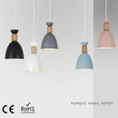 Suspension moderne arrondie métal coloré et bois