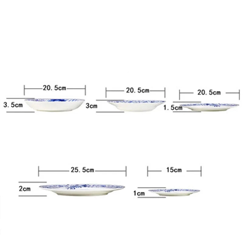 Assiettes poisson porcelaine jingdezhen motif floral chinois - vue 7 sur 7