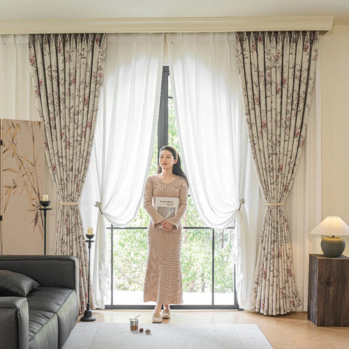 Rideau occultant floral élégant pour salon et chambre