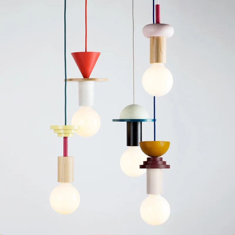 Bois moderne suspension LED lumières cuisine nordique décor à la maison lampe suspendue Restaurant plafond Lustre Lustre chambre luminaire