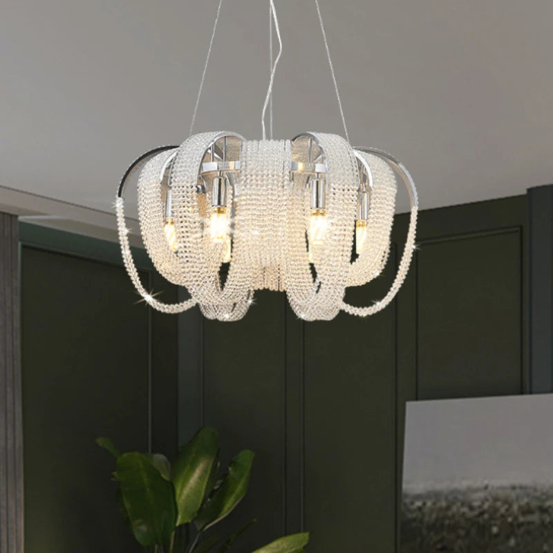 2024Luxury Tassel Crystal Chandelier for Living Room Restaurant Dinning Room Bedroom Hotel Decor Lustre Designer Lamp in Stock - vue 4 sur 10