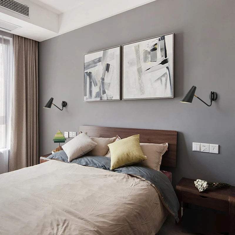 Applique murale rétro réglable interrupteur noir or led e27 - vue 4 sur 10