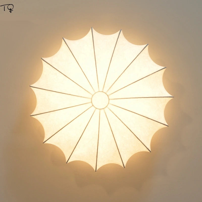 Plafonnier Japonais coréen chaud classique Zen Art tissu soie Led - vue 4 sur 5