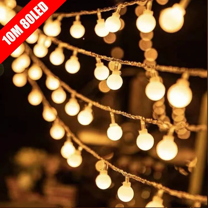 Guirlande lumineuse à petites boules pour décoration intérieure et extérieure