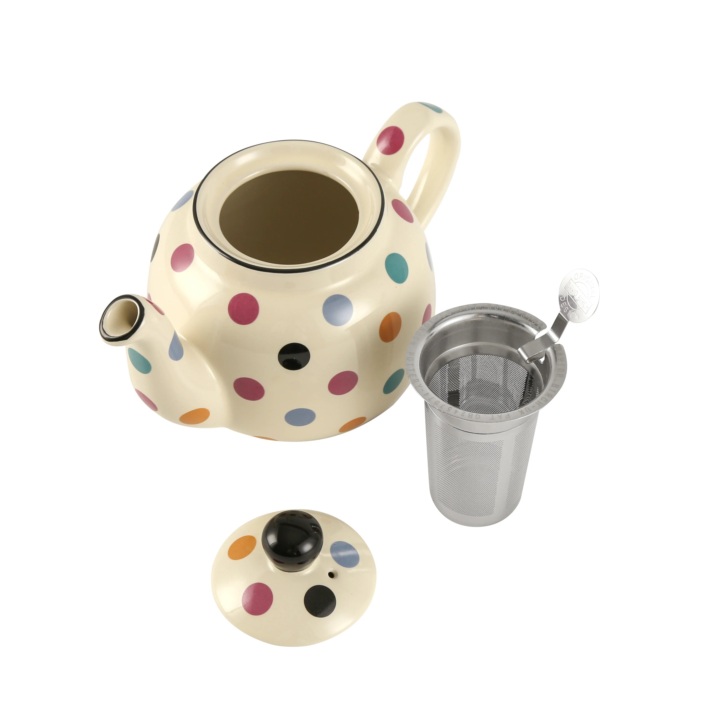 Théière céramique style britannique à pois pour thé - vue 4 sur 5