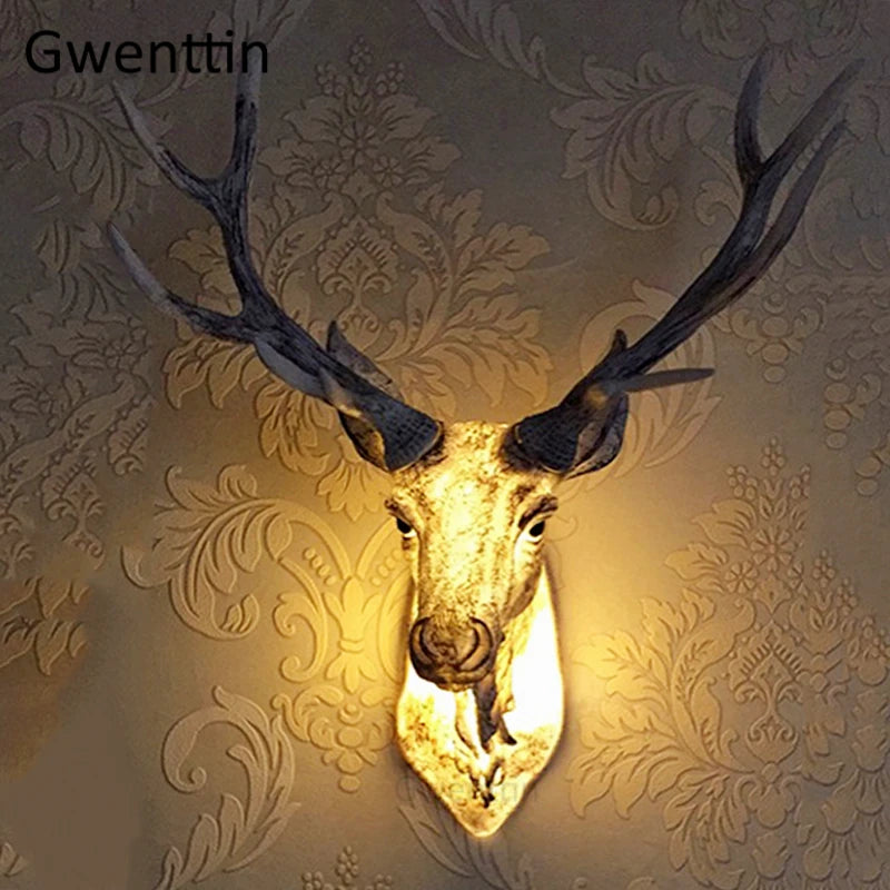 applique murale moderne en bois de cerf avec lumière led décorative - vue 2 sur 14