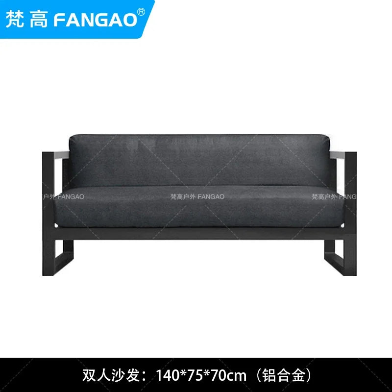 canapé extérieur nordique en acier inoxydable et aluminium