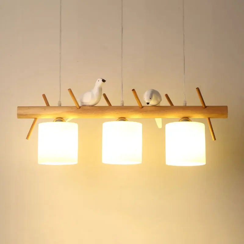 Nordic Solid Wood Birds Chandelier Nordic Log hanglamp Living Room Dining Room Bedroom Bar Indoor Decor Lighting Fixtures - vue 3 sur 9