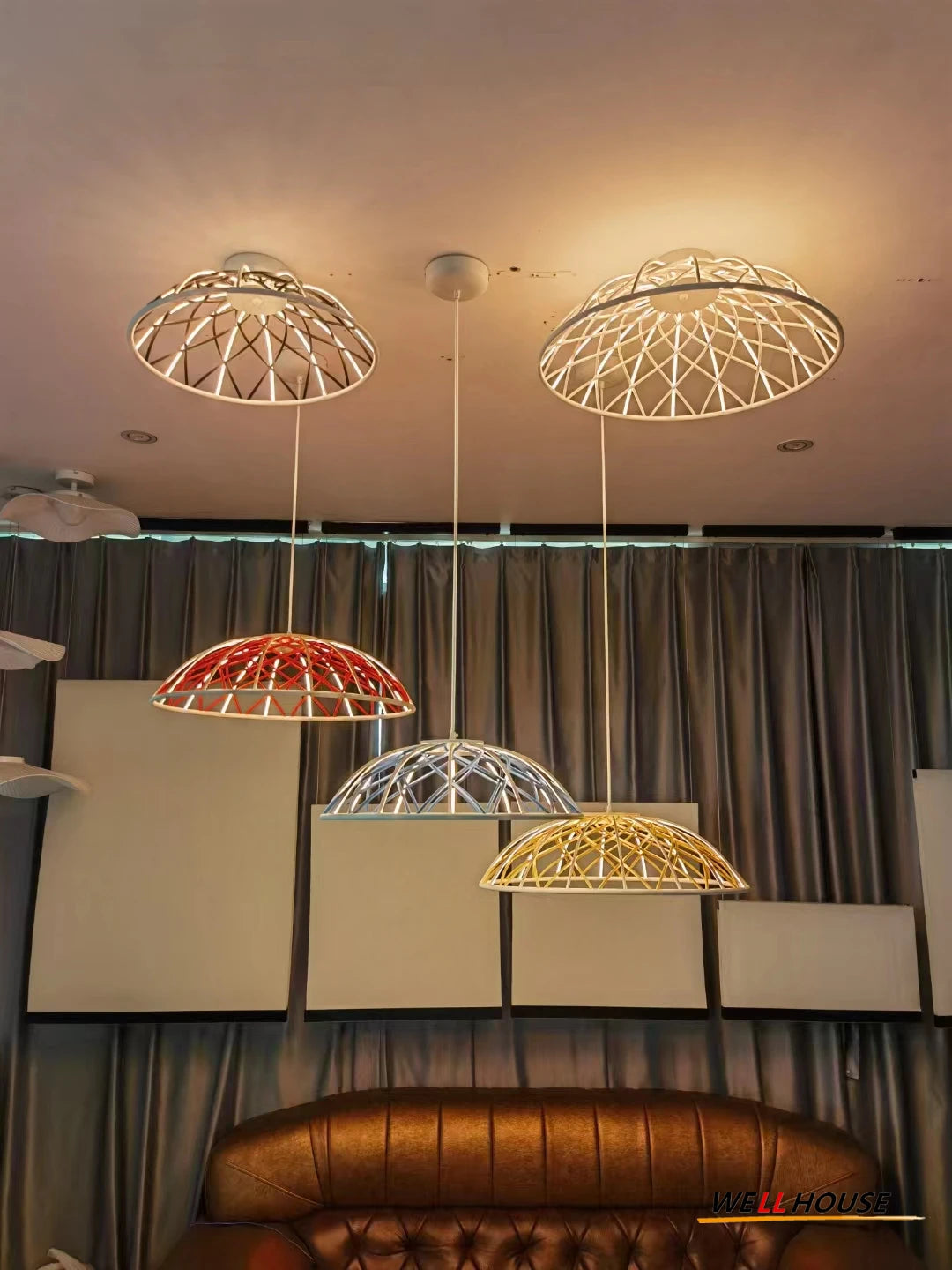 suspension moderne en corde nordic skynest led macaron mesh - vue 4 sur 10