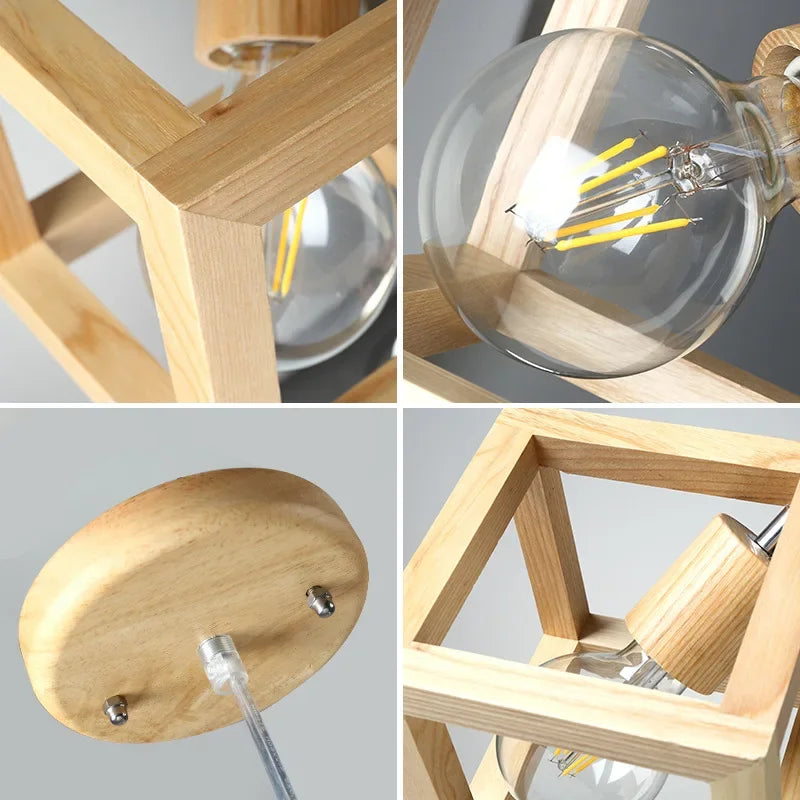 suspension moderne en bois massif pour éclairage intérieur