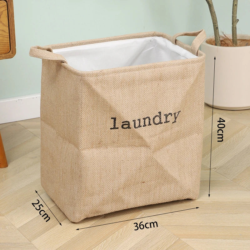 panier pliable en toile de jute pour vêtements sales