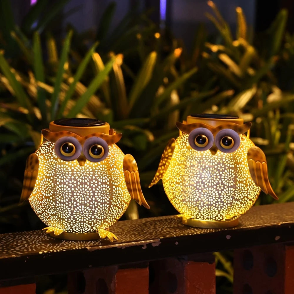 lanternes solaires hibou décoratives pour jardin extérieur - vue 6 sur 7
