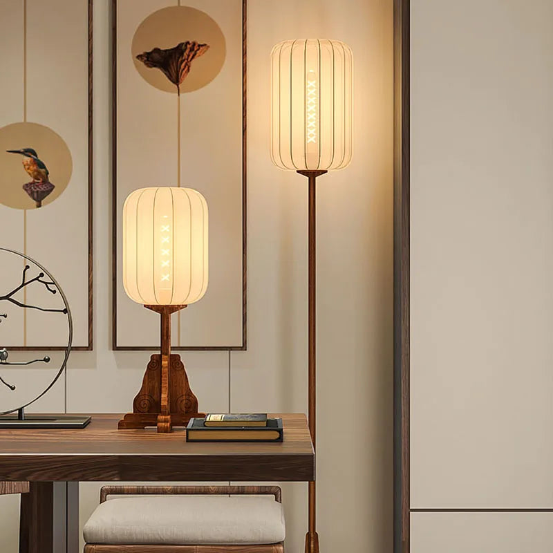 Style Vintage lampadaire tissu bois cuivre chambre d'hôtel salon Restaurant salon de thé luminaires E27 ampoule - vue 6 sur 9