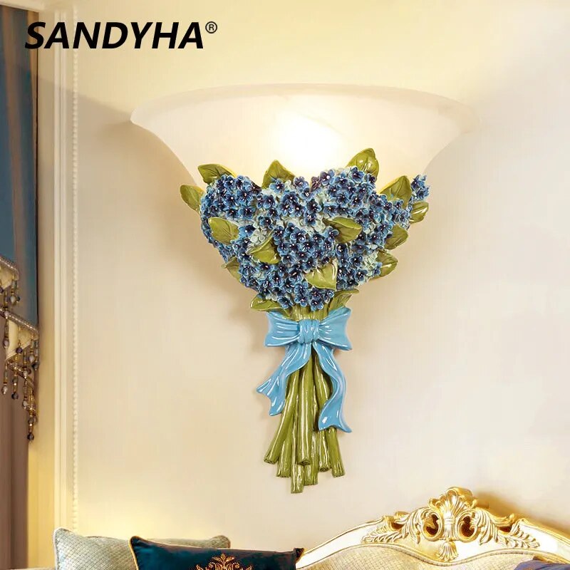 Applique murale LED en résine avec Rose romantique et moderne - vue 3 sur 11
