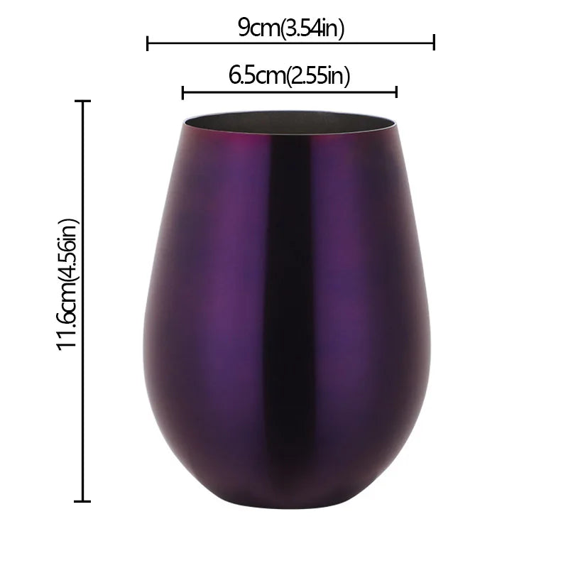 Verres a vin ronds acier inoxydable style bar