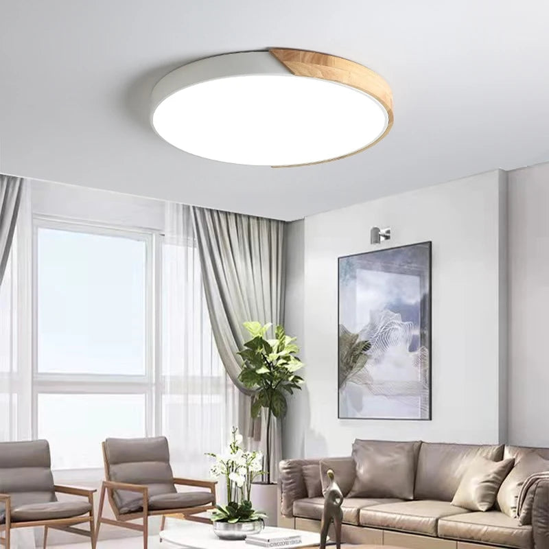 Plafonnier LED rond en bois - vue 5 sur 13