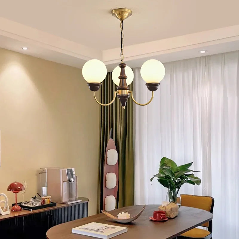 Lustre Luxe cuivre LED verre rond salon chambre décor intérieur salle à manger - vue 5 sur 12