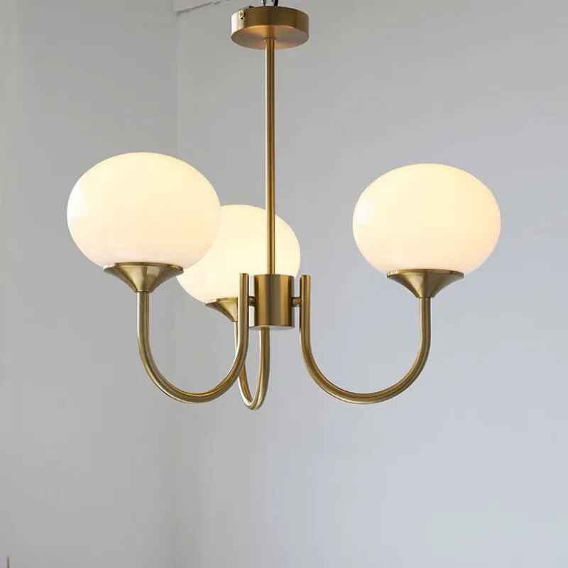 Lustre led en verre laiteux décor - vue 7 sur 12