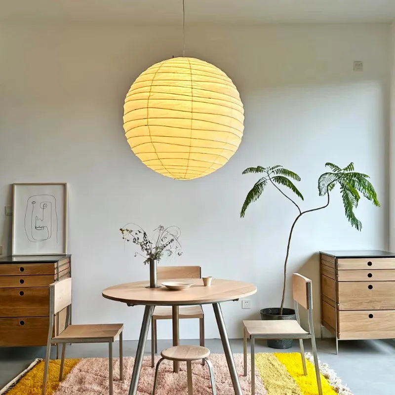 Noguchi Yong suspension lumières Akari Wabi-sabi plafonnier japonais papier de riz lustre pour salon décor à la maison suspension - vue 7 sur 9