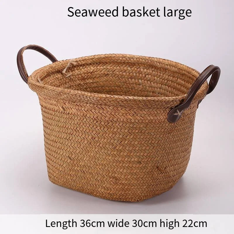 panier de rangement tissé à la main pliable en osier et jonc de mer - vue 8 sur 8