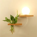 applique murale led en bois avec pot de plante nordique