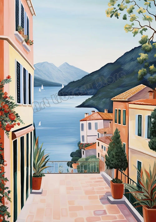 affiche vintage italienne paysage nourriture et café décor mural