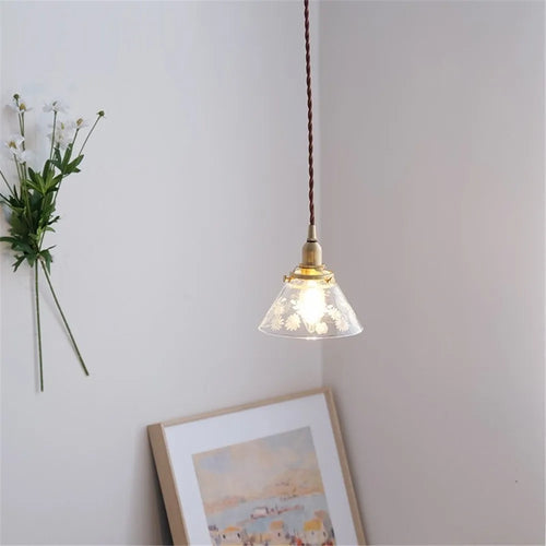 suspension en verre style américain luminaire rétro en laiton