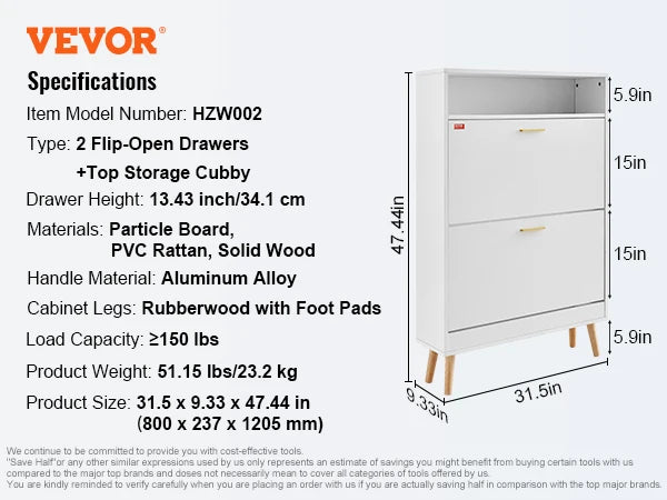 meuble à chaussures avec tiroirs rabattables pour rangement autonome