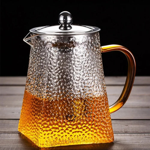Théière verre martelé avec filtre inox infuseur