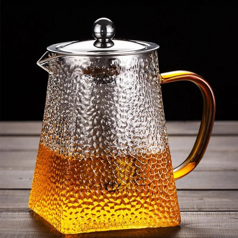 Théière verre martelé avec filtre inox infuseur