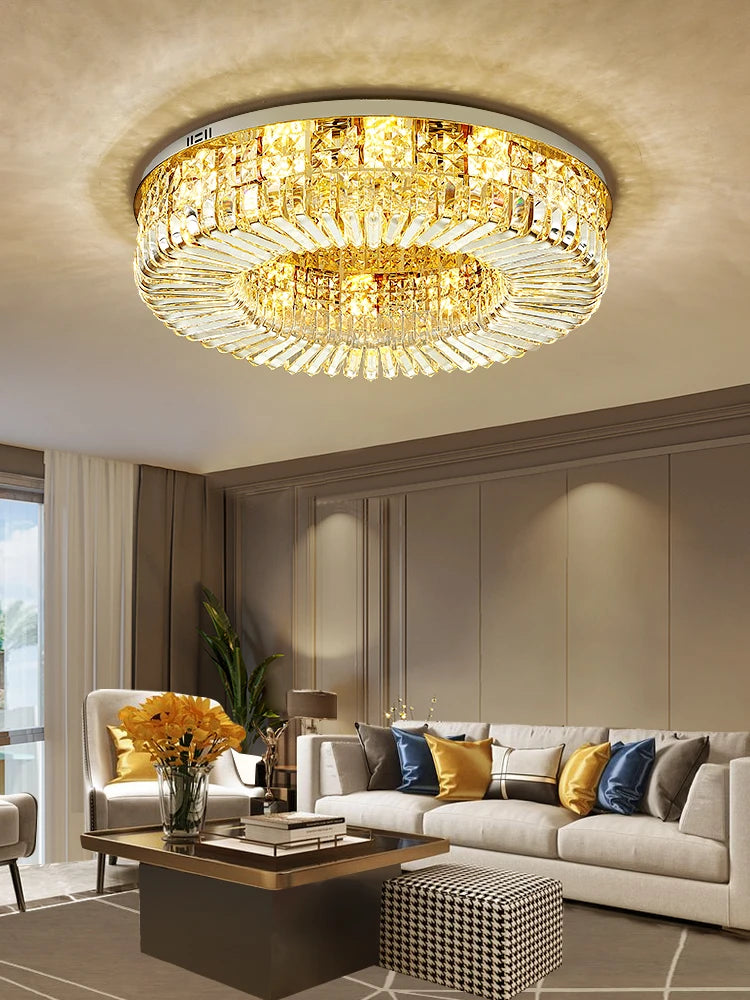 plafonnier led classique en cristal chromé pour intérieur moderne - vue 5 sur 11