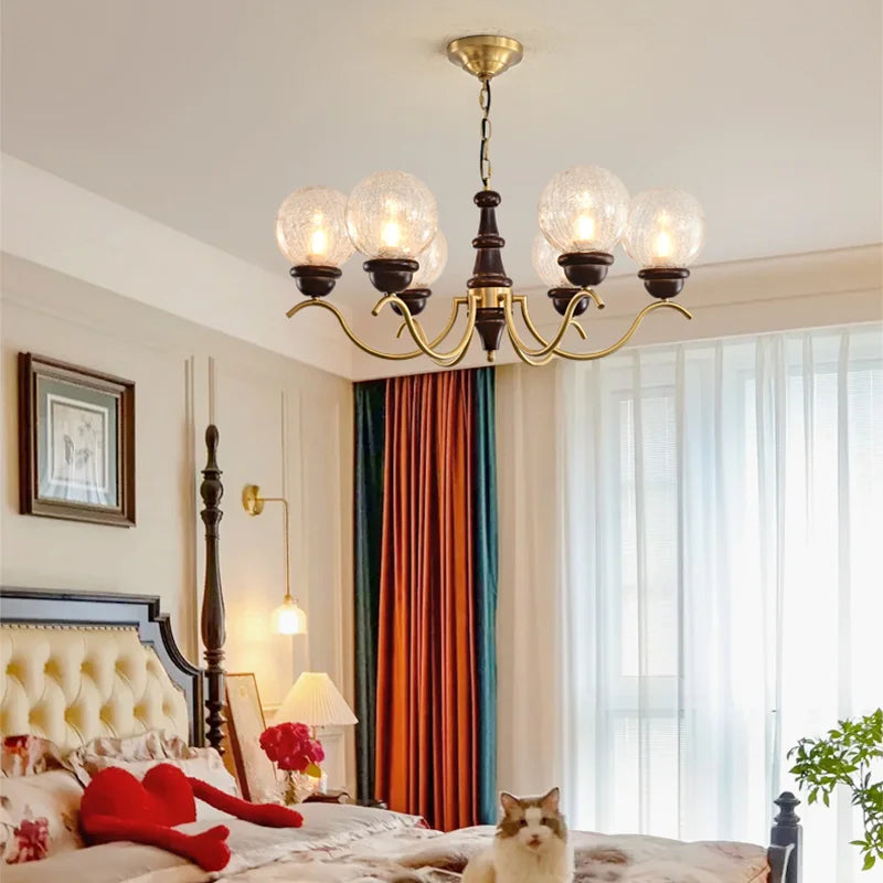 Lustre Luxe cuivre LED verre rond salon chambre décor intérieur salle à manger - vue 4 sur 12