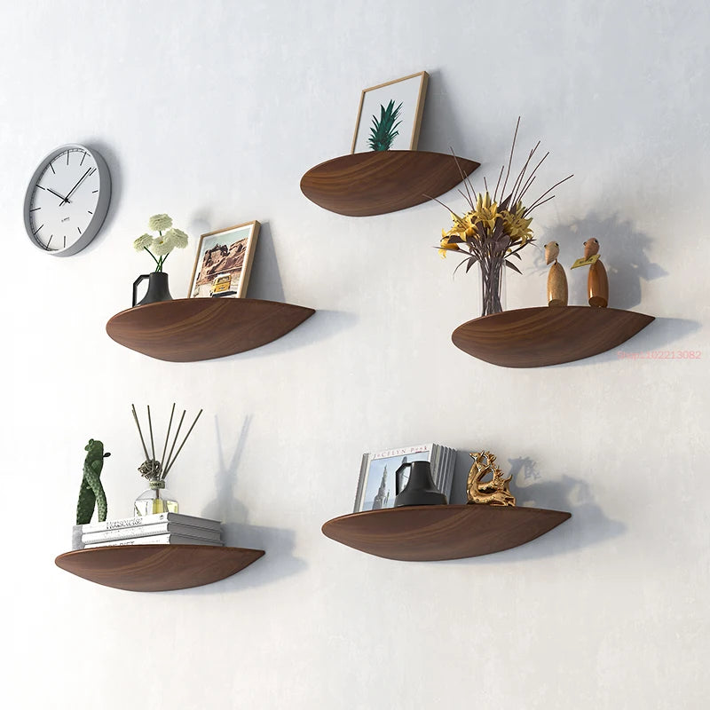 étagère murale en bois demi-cercle pour rangement et décoration