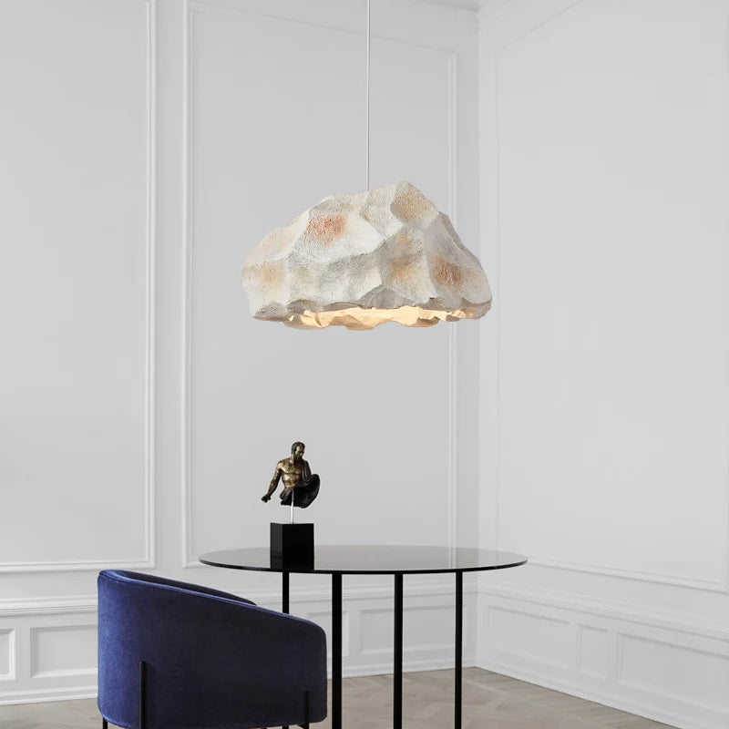 lustre design de créateur nordique lampe personnalisée imitation roche micro ciment style japonais lampe de pédant faite à la main - vue 3 sur 10